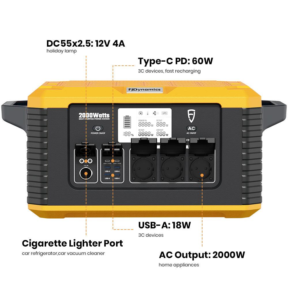 FJD 2000W Solar Generator - 2000W Power Station & 200W Solar Panel - FJDynamics